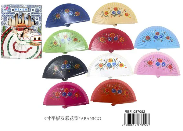Abanico de tela con estampado floral