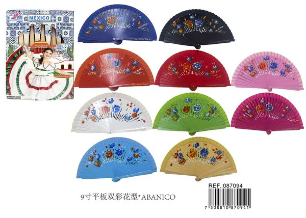 Abanico de tela con estampado floral