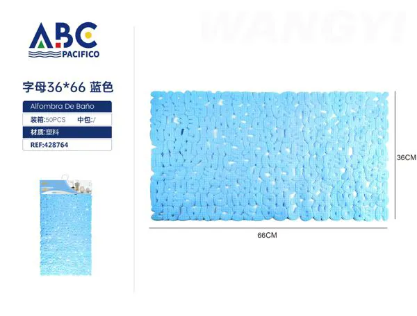 Tapete de baño de letras azul