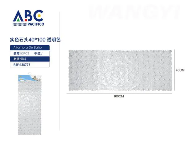 Tapete de baño con diseño de piedras transparente