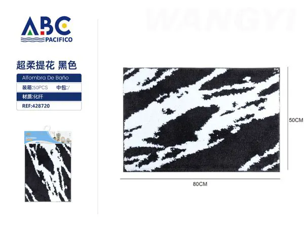 Tapete de baño de felpa jacquard negro
