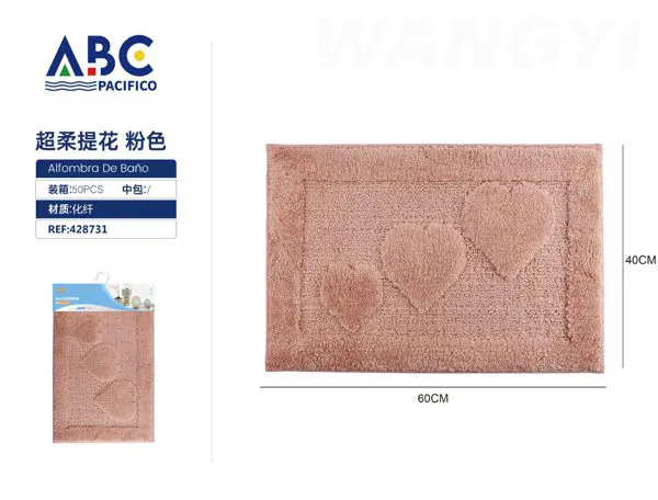 Tapete de baño de felpa jacquard rosa