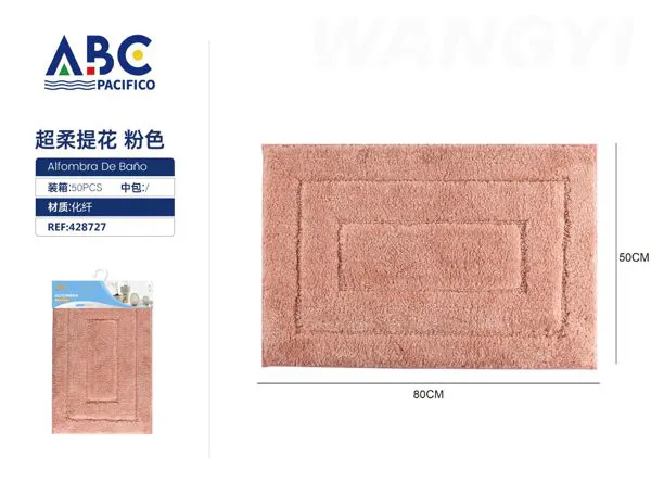 Tapete de baño de felpa jacquard rosa