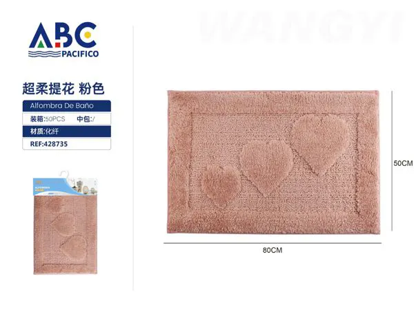 Tapete de baño de felpa jacquard rosa