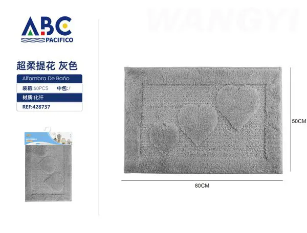 Tapete de baño de felpa jacquard gris
