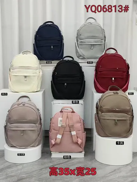 Mochila de nailon con múltiples bolsillos para mujer