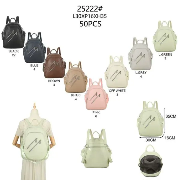 Mochila de nailon con cierres decorativos para mujer