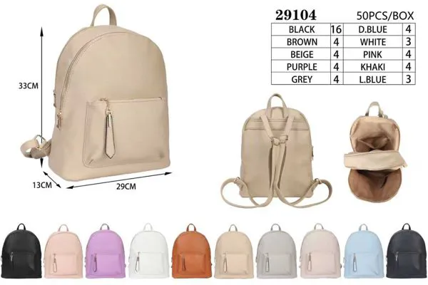 Mochila de piel sintética con bolsillo frontal para mujer