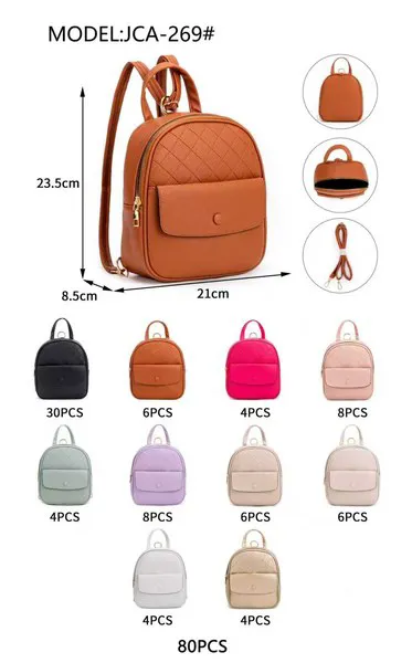 Mini mochila acolchada de piel sintética para mujer