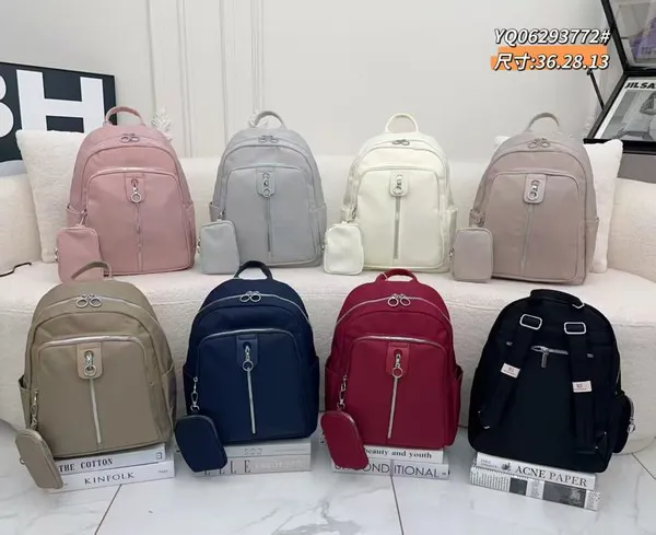Mochila escolar de nailon con estuche a juego para mujer