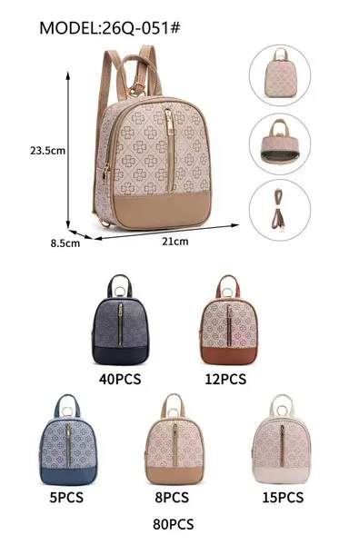 Mochila pequeña con estampado monograma