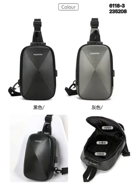 Bandolera vertical rígida para hombre con puerto USB