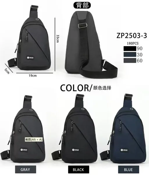 Bolso cruzado de pecho para hombre de nailon