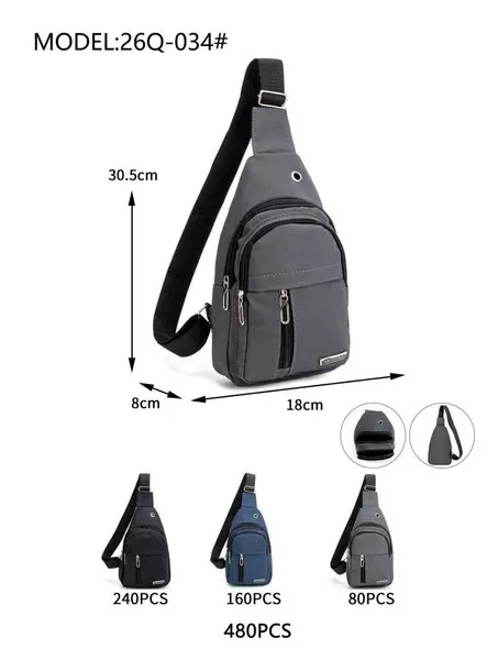 Bolso cruzado de pecho para hombre con salida para audífonos