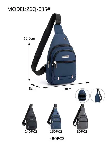 Bolso cruzado de pecho para hombre con salida para audífonos