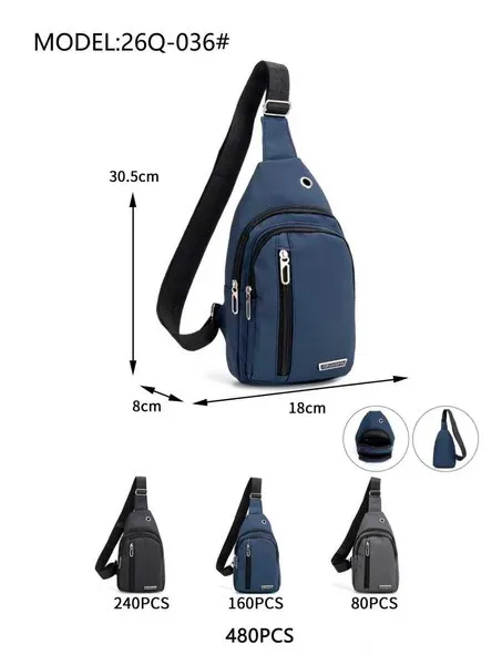 Bolso cruzado de pecho para hombre con salida para audífonos