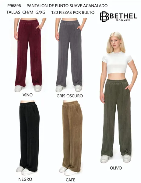 Pantalón de punto suave acanalado
