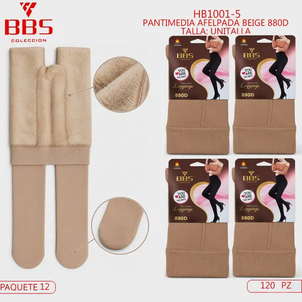 Pantimedias térmicas afelpadas beige 880D
