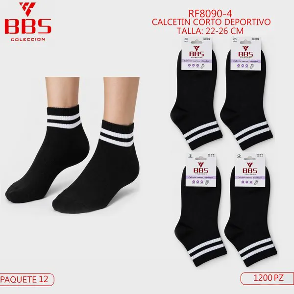 Calcetines cortos deportivos negros para dama