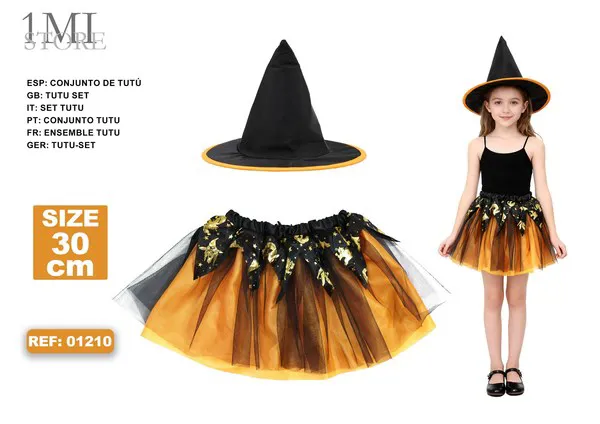 Conjunto de disfraz de bruja calabaza con tutú (2 piezas)
