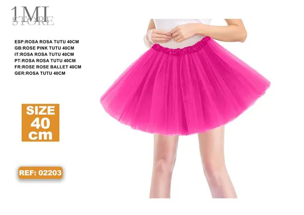 Falda tutú de Halloween rosa fucsia (40 cm)