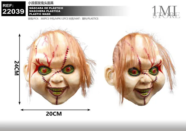 Máscara infantil de fantasma con peluca