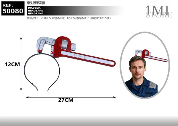 Diadema con llave atravesada roja