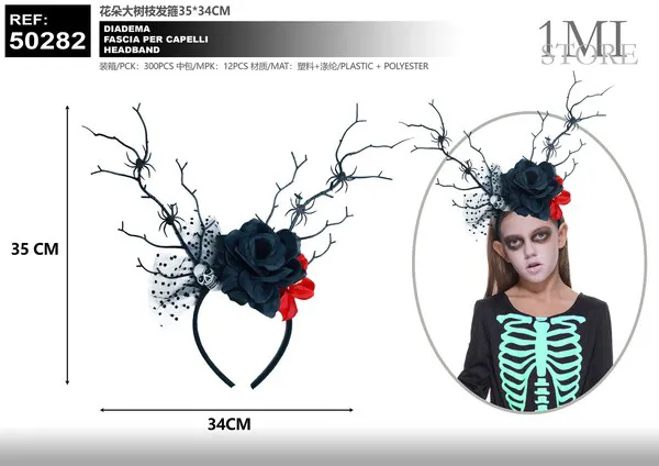 Diadema con ramas y flores