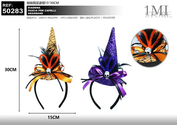 Diadema con sombrero de bruja de telaraña