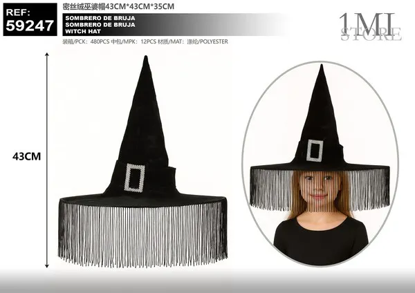 Sombrero de bruja de terciopelo