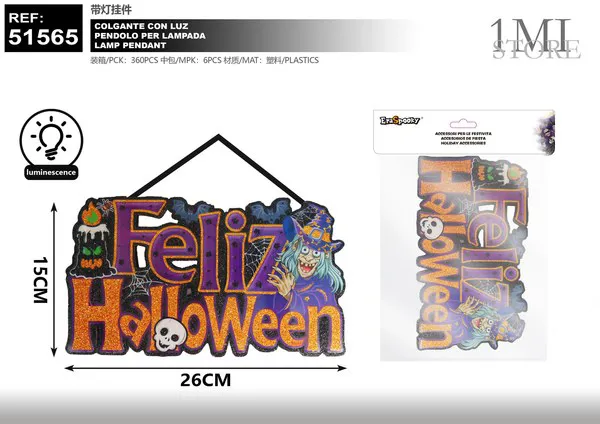 Adorno colgante de Halloween con luz (26x15 cm)