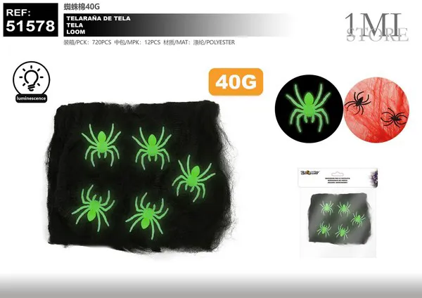 Telaraña de tela negra fluorescente (40 g)