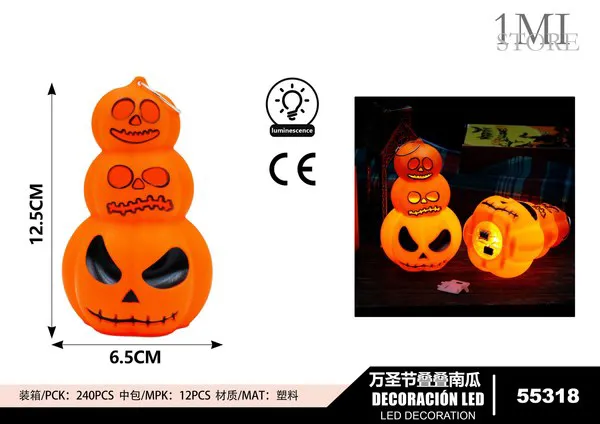 Luz LED de calabazas apiladas (12.5 cm)