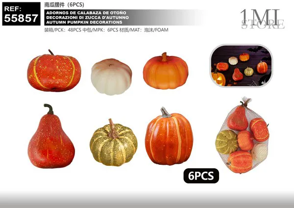 Adornos de calabaza otoñal (6 piezas)