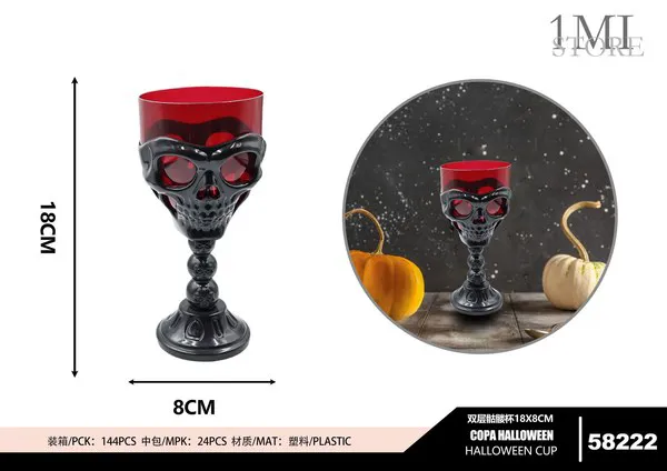 Vaso doble de calavera (18x8 cm)