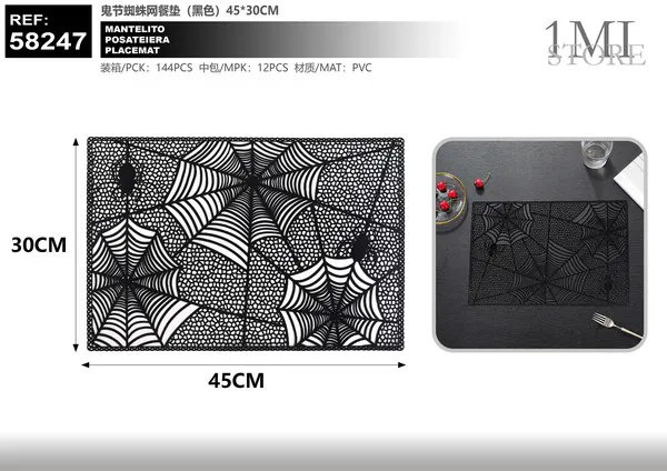 Mantel individual de telaraña negro (45x30 cm)