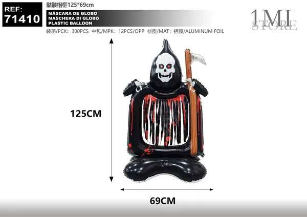 Set de globos con marco de calavera (125x69 cm)