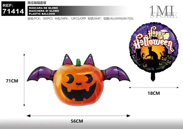 Set de globos de calabaza y murciélago