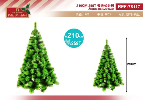 Árbol de Navidad de pino verde 210 cm (259 ramas)
