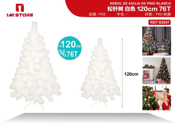 Árbol de Navidad de pino blanco 120 cm (76 ramas)