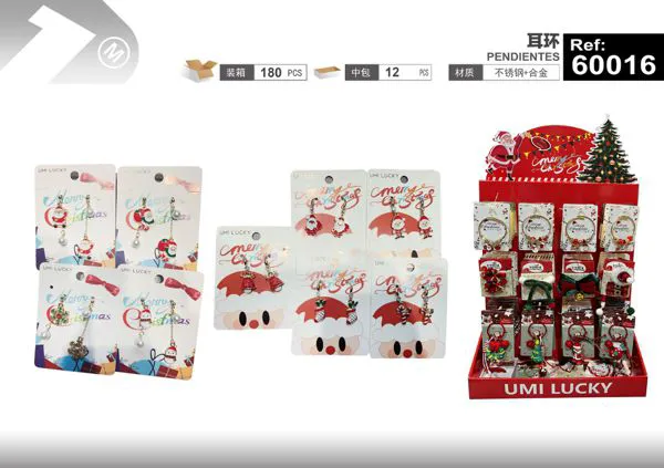 Aretes navideños de Santa Claus (surtido)