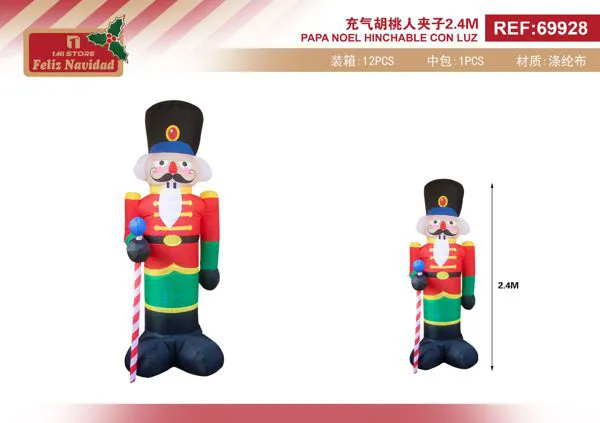 Cascanueces inflable navideño con luz 2.4 m