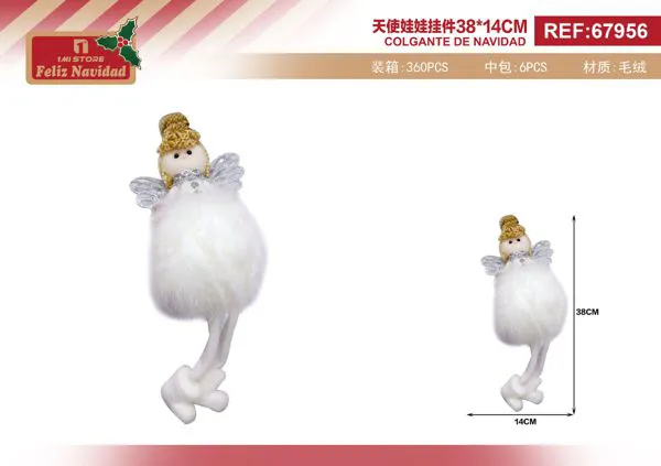 Muñeco colgante de ángel blanco de peluche 38 cm