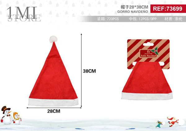 Gorro de Santa Claus navideño 38 cm