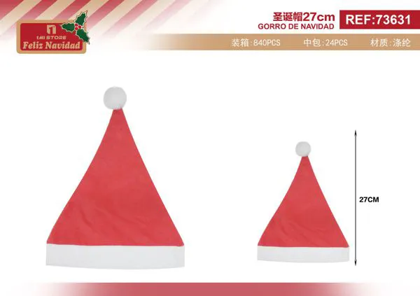 Gorro de Santa Claus navideño 27 cm