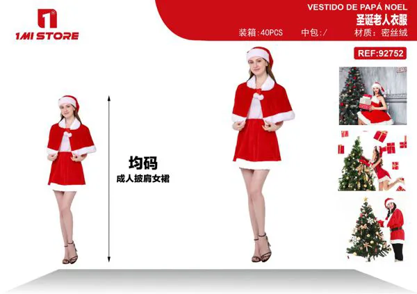 Disfraz de Santa Claus para mujer, vestido con capa (talla única)