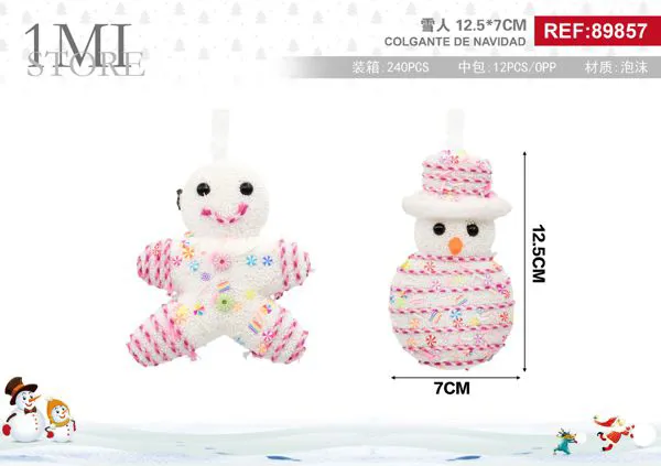 Adorno colgante navideño de muñeco de nieve 12.5 cm