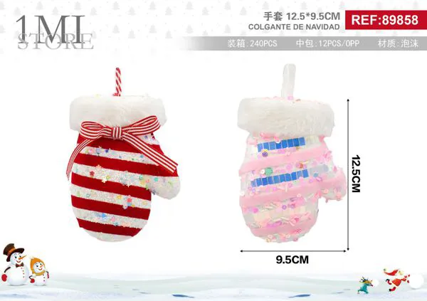 Adorno colgante navideño en forma de guante 12.5 cm