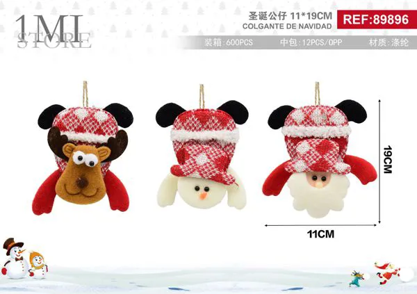 Muñeco colgante navideño de fieltro con gorro (reno, muñeco de nieve y Santa)