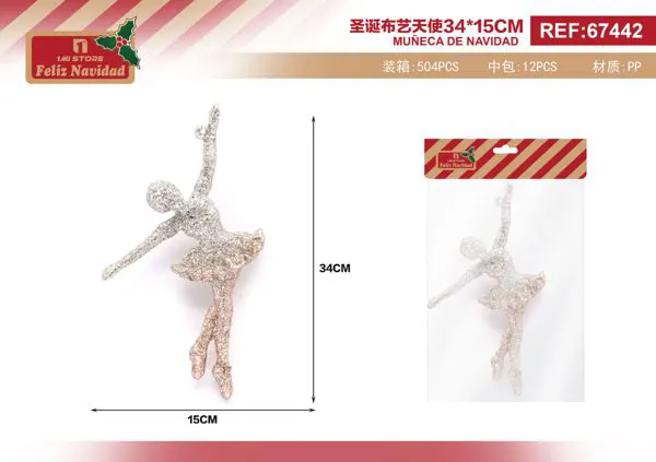 Adorno colgante navideño bailarina con glitter